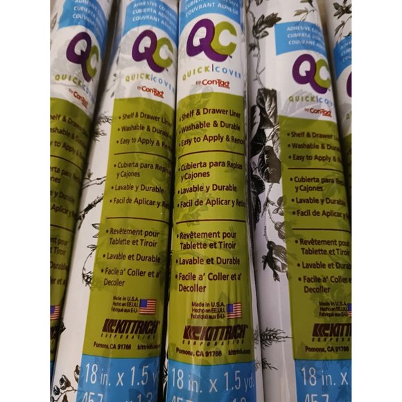 NEW!! BLACK & WHITE FLORAL CONTACT PAPER (6 rolls) - Picture 6 of 8